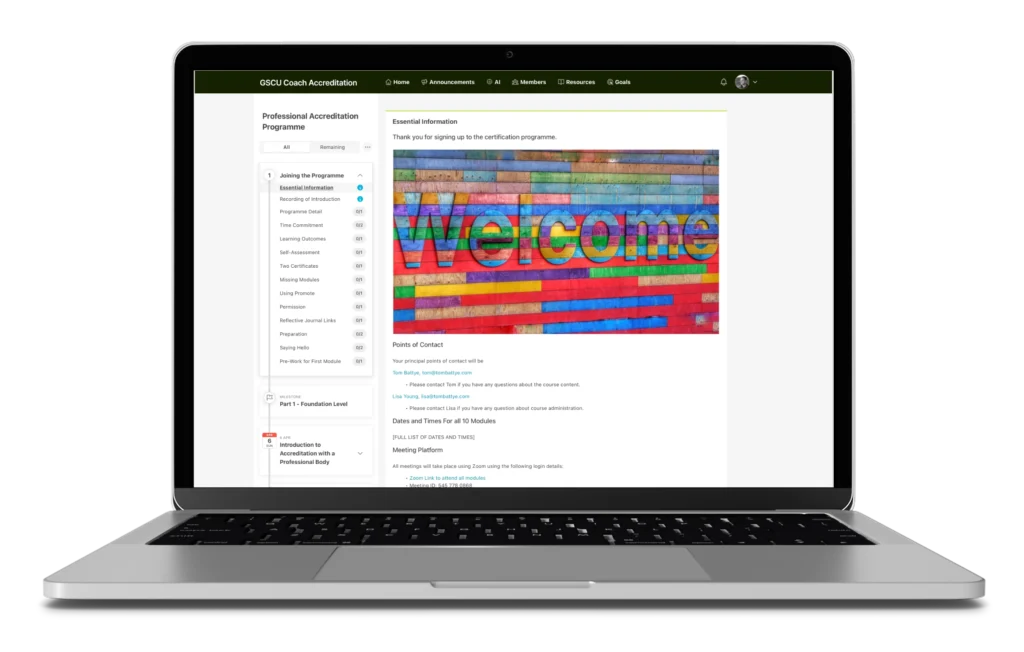 Online Learning Platform - Professional Accreditation for Coaches Online Learning Platform